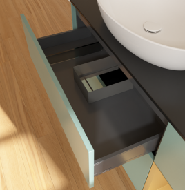 Тумба під раковину Villeroy & Boch Finion 120х50,1 см із підсвічуванням МДФ оливковий матовий лак/скло чорне матове GA52HFGM