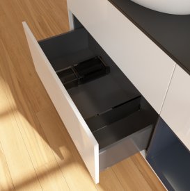 Тумба под раковину Villeroy & Boch Finion 120х50,1 см с подсветкой МДФ глянцевый белый лак/стекло черное матовое GA52HGGF