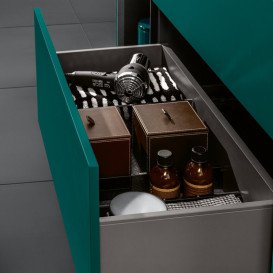 Тумба под раковину Villeroy & Boch Finion 120х50,1 см с подсветкой МДФ темно-синий матовый лак/стекло черное матовое F142HGHG