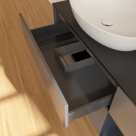 Тумба под раковину Villeroy & Boch Finion 120х50,1 см с подсветкой МДФ антрацит матовый лак/стекло черное матовое GA52HGGK