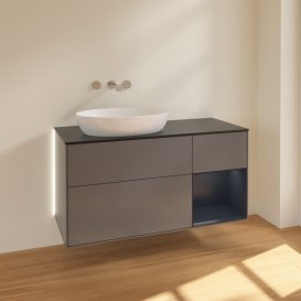 Тумба под раковину Villeroy & Boch Finion 120х50,1 см с подсветкой МДФ антрацит матовый лак/стекло черное матовое GA52HGGK