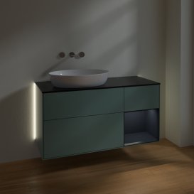 Тумба под раковину Villeroy & Boch Finion 120х50,1 см с подсветкой МДФ оливковый матовый лак/стекло черное матовое GA52HGGM
