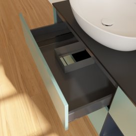 Тумба под раковину Villeroy & Boch Finion 120х50,1 см с подсветкой МДФ оливковый матовый лак/стекло черное матовое GA52HGGM