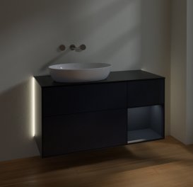 Тумба под раковину Villeroy & Boch Finion 120х50,1 см с подсветкой МДФ темно-синий матовый лак/стекло черное матовое GA52HGHG