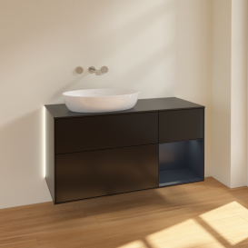 Тумба под раковину Villeroy & Boch Finion 120х50,1 см с подсветкой МДФ черный матовый лак/стекло черное матовое GA52HGPD