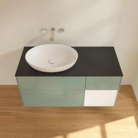 Тумба под раковину Villeroy & Boch Finion 120х50,1 см с подсветкой МДФ оливковый матовый лак/стекло черное матовое GA52MTGM