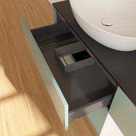 Тумба под раковину Villeroy & Boch Finion 120х50,1 см с подсветкой МДФ оливковый матовый лак/стекло черное матовое GA52MTGM