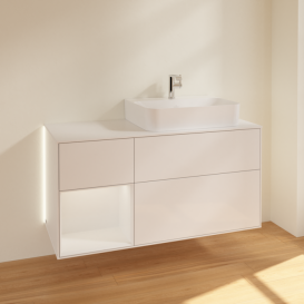 Тумба під раковину Villeroy & Boch Finion 120х50,1 см із підсвічуванням МДФ білий глянцевий лак/скло біле матове G141GFGF