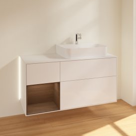 Тумба під раковину Villeroy & Boch Finion 120х50,1 см із підсвічуванням МДФ білий глянцевий лак/скло біле матове G141GNGF