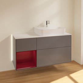 Тумба під раковину Villeroy & Boch Finion 120х50,1 см із підсвічуванням МДФ антрацит матовий лак/скло біле матове G141HBGK