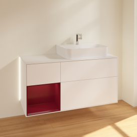 Тумба під раковину Villeroy & Boch Finion 120х50,1 см із підсвічуванням МДФ білий матовий лак/скло біле матове G141HBMT