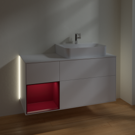 Тумба під раковину Villeroy & Boch Finion 120х50,1 см із підсвічуванням МДФ білий матовий лак/скло біле матове G141HBMT
