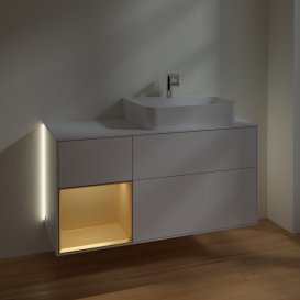 Тумба під раковину Villeroy & Boch Finion 120х50,1 см із підсвічуванням МДФ білий глянцевий лак/скло біле матове G141HFGF