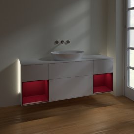 Тумба під раковину Villeroy & Boch Finion 160х50,1 см з підсвіткою МДФ білий глянцевий лак/скло біле матове GD01HBGF