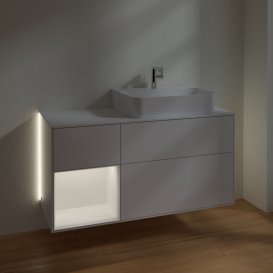 Тумба под раковину Villeroy & Boch Finion 120х50,1 см с подсветкой МДФ белый глянцевый лак/стекло белое матовое G141MTGF