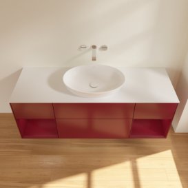 Тумба под раковину Villeroy & Boch Finion 160х50,1 см с подсветкой МДФ пион матовый лак/стекло белое матовое GD01HBHB