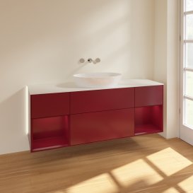 Тумба под раковину Villeroy & Boch Finion 160х50,1 см с подсветкой МДФ пион матовый лак/стекло белое матовое GD01HBHB