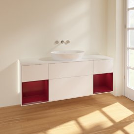 Тумба під раковину Villeroy & Boch Finion 160х50,1 см із підсвічуванням МДФ білий матовий лак/скло біле матове GD01HBMT