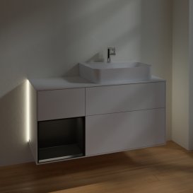 Тумба под раковину Villeroy & Boch Finion 120х50,1 см с подсветкой МДФ глянцевый белый лак/стекло белое матовое G141PDGF