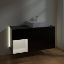 Тумба під раковину Villeroy & Boch Finion 120х50,1 см із підсвічуванням МДФ чорний матовий лак/скло чорне матове G142GFPD