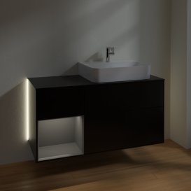 Тумба під раковину Villeroy & Boch Finion 120х50,1 см із підсвічуванням МДФ чорний матовий лак/скло чорне матове G142GKPD