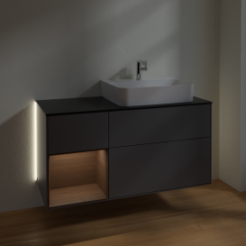 Тумба под раковину Villeroy & Boch Finion 120х50,1 см с подсветкой МДФ антрацит матовый лак/стекло черное матовое G142GNGK