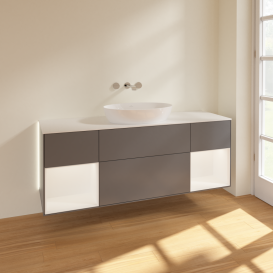 Тумба під раковину Villeroy & Boch Finion 160х50,1 см із підсвічуванням МДФ антрацит матовий лак/скло біле матове GD01MTGK