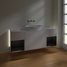 Тумба под раковину Villeroy & Boch Finion 160х50,1 см с подсветкой МДФ белый матовый лак/стекло белое матовое GD01PDMT