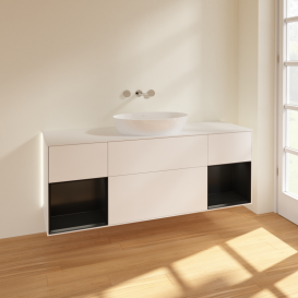 Тумба под раковину Villeroy & Boch Finion 160х50,1 см с подсветкой МДФ белый матовый лак/стекло белое матовое GD01PDMT