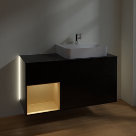Тумба під раковину Villeroy & Boch Finion 120х50,1 см із підсвічуванням МДФ чорний матовий лак/скло чорне матове G142HFPD