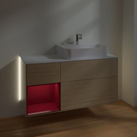 Тумба под раковину Villeroy & Boch Finion 120х50,1 см с подсветкой МДФ шпон дуба/стекло белое матовое G141HBPC