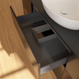 Тумба під раковину Villeroy & Boch Finion 160х50,1 см із підсвічуванням МДФ чорний матовий лак/скло чорне матове GD02GNPD