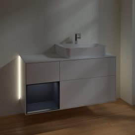 Тумба под раковину Villeroy & Boch Finion 120х50,1 см с подсветкой МДФ глянцевый белый лак/стекло белое матовое G141HGGF