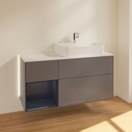 Тумба під раковину Villeroy & Boch Finion 120х50,1 см із підсвічуванням МДФ антрацит матовий лак/скло біле матове G141HGGK