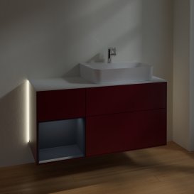 Тумба під раковину Villeroy & Boch Finion 120х50,1 см із підсвічуванням МДФ півонія матовий лак/скло біле матове G141HGHB