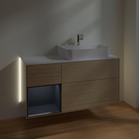 Тумба под раковину Villeroy & Boch Finion 120х50,1 см с подсветкой МДФ шпон дуба/стекло белое матовое G141HGPC