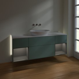 Тумба под раковину Villeroy & Boch Finion 160х50,1 см с подсветкой МДФ оливковый матовый лак/стекло белое матовое GD01GKGM