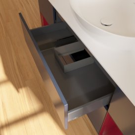 Тумба під раковину Villeroy & Boch Finion 160х50,1 см із підсвічуванням МДФ темно-синій матовий лак/скло біле матове GD01HBHG