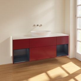 Тумба под раковину Villeroy & Boch Finion 160х50,1 см с подсветкой МДФ пион матовый лак/стекло белое матовое GD01HGHB