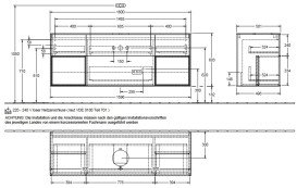 Тумба под раковину Villeroy & Boch Finion 160х50,1 см с подсветкой МДФ черный матовый лак/стекло белое матовое GD01HGPD