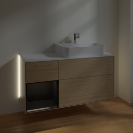 Тумба под раковину Villeroy & Boch Finion 120х50,1 см с подсветкой МДФ шпон дуба/стекло белое матовое G141PDPC