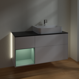 Тумба под раковину Villeroy & Boch Finion 120х50,1 см с подсветкой МДФ глянцевый белый лак/стекло черное матовое G142GMGF