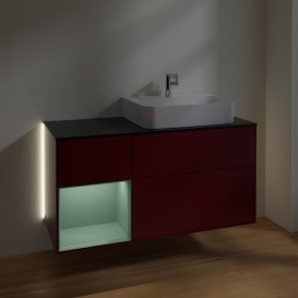 Тумба под раковину Villeroy & Boch Finion 120х50,1 см с подсветкой МДФ пион матовый лак/стекло черное матовое G142GMHB