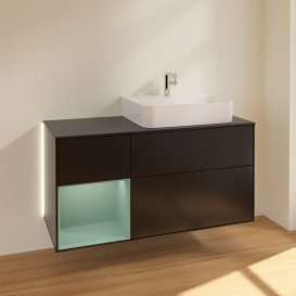 Тумба під раковину Villeroy & Boch Finion 120х50,1 см із підсвічуванням МДФ чорний матовий лак/скло чорне матове G142GMPD