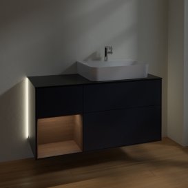Тумба под раковину Villeroy & Boch Finion 120х50,1 см с подсветкой МДФ темно-синий матовый лак/стекло черное матовое G142GNHG