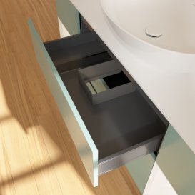 Тумба під раковину Villeroy & Boch Finion 160х50,1 см із підсвічуванням МДФ оливковий матовий лак/скло біле матове GD01MTGM