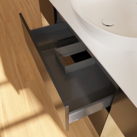 Тумба под раковину Villeroy & Boch Finion 160х50,1 см с подсветкой МДФ черный матовый лак/стекло белое матовое GD01PCPD