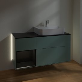 Тумба под раковину Villeroy & Boch Finion 120х50,1 см с подсветкой МДФ оливковый матовый лак/стекло черное матовое G142PDGM