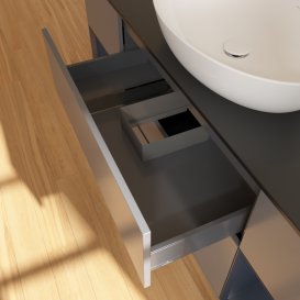  	Тумба під раковину Villeroy & Boch Finion 160х50,1 см із підсвічуванням МДФ антрацит матовий лак/скло чорне матове GD02HGGK