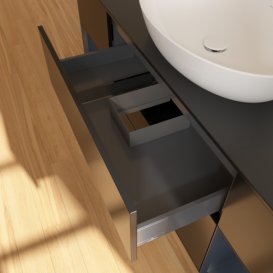 Тумба під раковину Villeroy & Boch Finion 160х50,1 см із підсвічуванням МДФ чорний матовий лак/скло чорне матове GD02HGPD